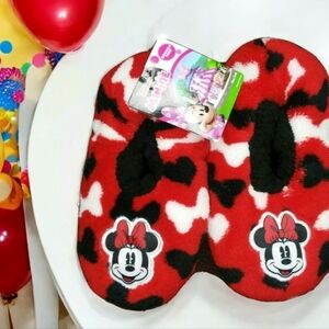 Minnie Mouse Slippers Slipper Socks Toddler Fleece Girl Non Skid Disney NEW